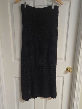 Black Crochet Maxi Skirt